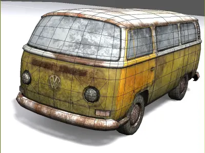  Rusted volks T2  Low-poly 3D model