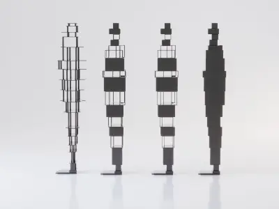 Abstract Human Figure Sculpture Low-poly 3D model