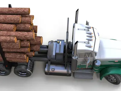Peterbilt 379 log truck Low-poly 3D model