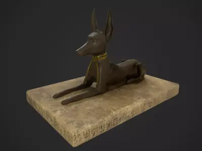 Anubis jackal statue Low-poly 3D model