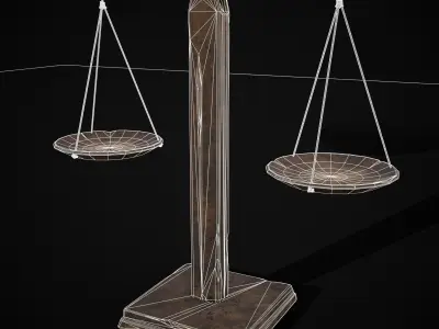 Old Wooden Scale Low-poly 3D model