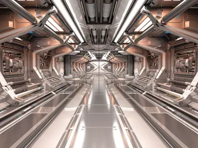 Sci-Fi Modular Corridor 2 Engine section  3D model