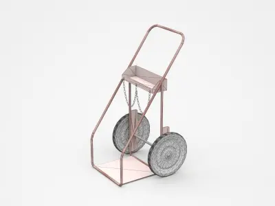 Pink Hand Truck With High Wheels And Chain 3D model