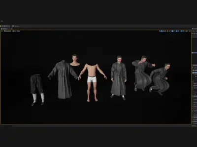 Man in Martial Suit 4 - Modular - Rigged Low-poly 3D model