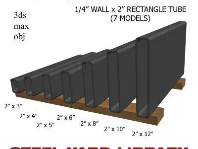 1 4in Wall x2in Rectangle Tube 3D model