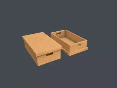 Cardboard Box and Lid Low-poly 3D model