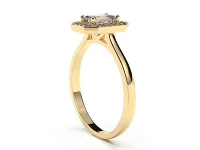 Halo ring - emerald cut 3D print model