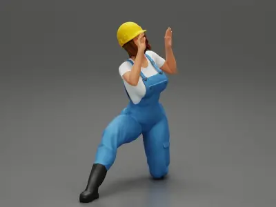 automotive mechanic girl with suit and helmet check the car 3D print model