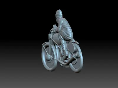 Motorcyclist person riding motorcycle 3D print model