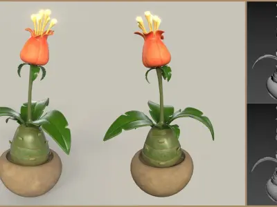 Stylized Fantasy Plant Low-poly 3D model