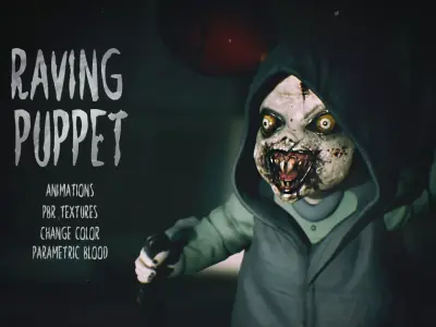 Raving Puppet - Rigged and Animated Low-poly 3D model
