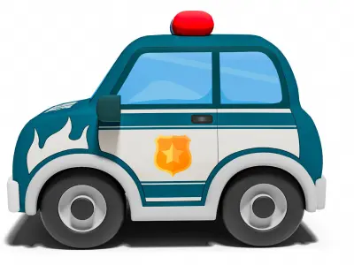 Cartoon Police Car Game Ready Low-poly 3D model