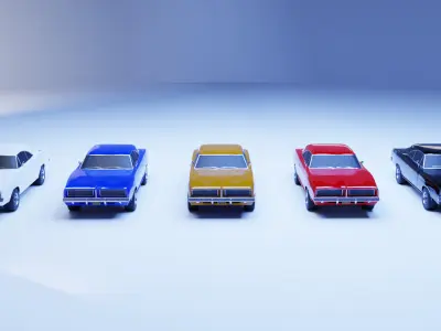 1960s Muscle Car - Animation and Game Ready Low-poly 3D model