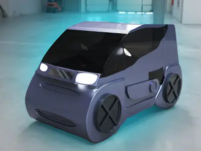 Futuristic Sci-Fi Mini Car 3D Model Realistic Low-poly 3D model
