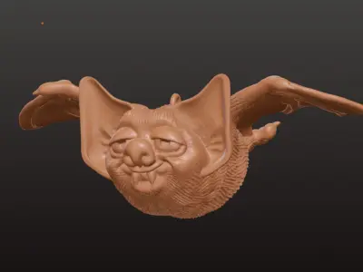 Whimsical Hanging Bat Printable Halloween Ornament STL 3D print model