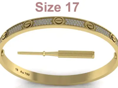 Love Bracelet With Diamonds - Size 17 3D print model