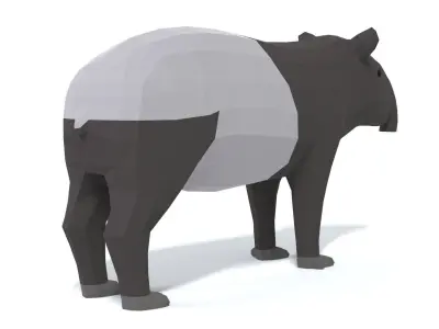 Low Poly Cartoon Tapir Low-poly 3D model