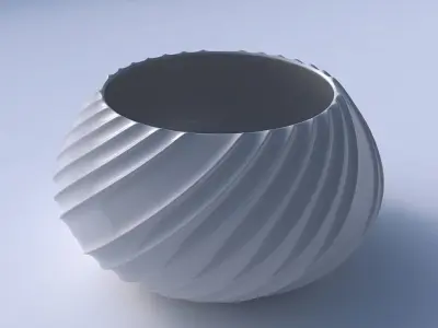 Bowl squeezed twisted with extruded vertical lines 3D print model