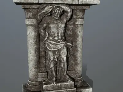 statue 2 column with Low-poly 3D model