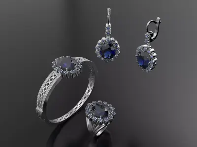 Big oval stone set with bracelet  3D print model