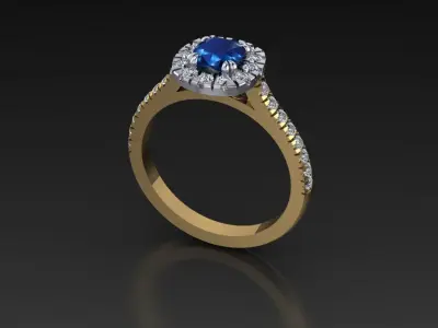 halo 5 sapphire and diamond engagement ring 3D model