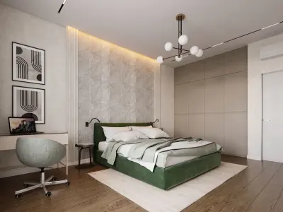 Modern bedroom interior scene 3D model buy