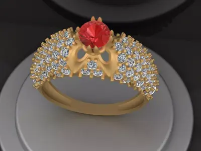 Diamond Solitaire Ring Woman for Ladies-DSR 1 3D print model