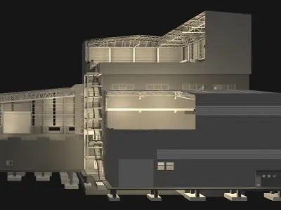 Industrial building in cutaway section 25i17 3D model
