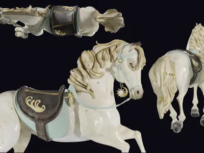 Carousel Horse Sculpture model beige 3D model