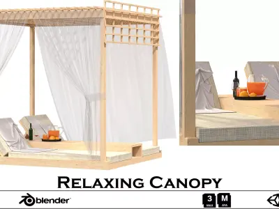 Relaxing Canopy - Modern Outdoor Lounge 3D Scene Low-poly 3D model