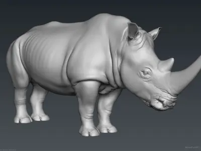 White Rhinoceros - Highpoly Sculpture 3D model