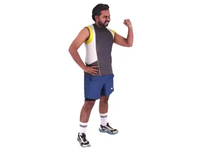 Male Kabaddi Player Scanned Action Pose 3D Model 3D model