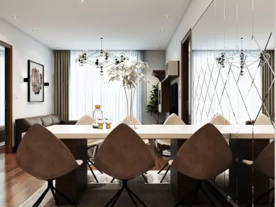 Livingroom Kitchenroom and Dinningroom 3dmodel V-ray Scene 3D model