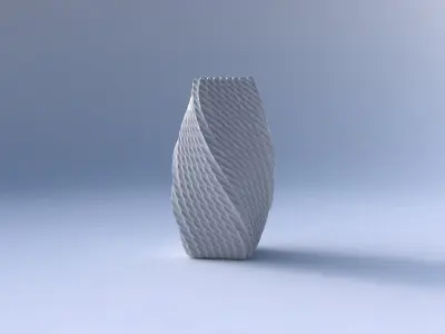 Vase twisted quadratic with bent extruded pattern 3D print model