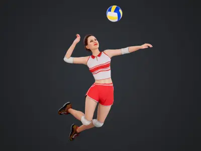 Female Volleyball Player Low-poly 3D model
