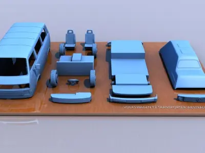 VOLKSWAGEN T3 TRANSPORTER WESTFALIA - 1980 3D print model