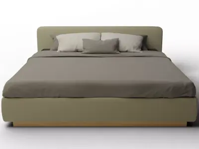 Gather Sand Upholstered King Bed 3D model