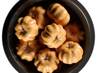 Cauldron with Pumpkins Halloween Decoration 3D model