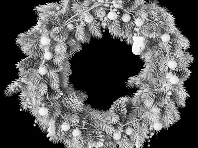 Christmas thick wreath of coniferous branches 3D model