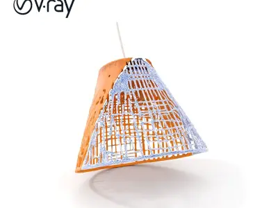 Modern Rattan Lamp Shade Model Pack Low-poly 3D model