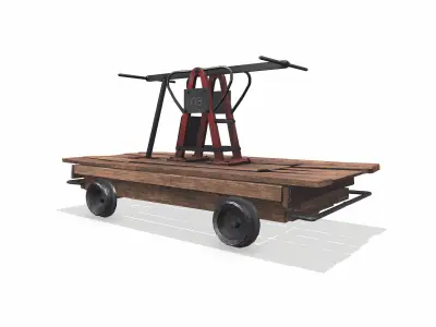 Old Railway Handcar Low-poly PBR Low-poly 3D model