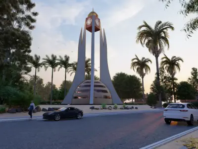 urban tower Low-poly 3D model