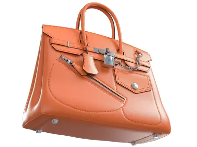 Hermes Birkin Rock Bag Orange Low-poly 3D model