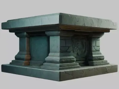 Fantasy Medieval Altar Stylized Low-poly 3D model