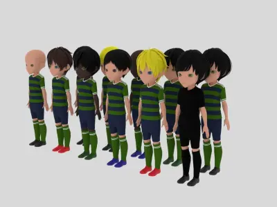 Soccer Team Low-poly 3D model
