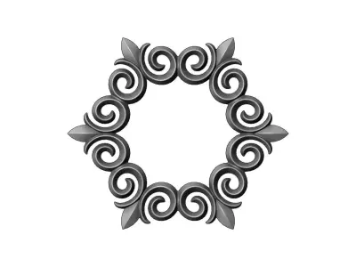 Hexagonal  floral decoration element relief 3D print model