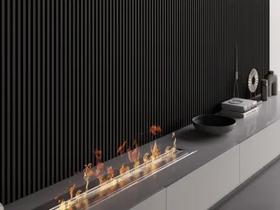 Decorated Wall with Biofireplace 3D model