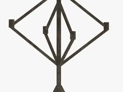 Candelabra metal sculpture of tree 3D model