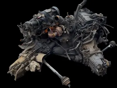 engines cars destroyed ground photogrammetry Low-poly 3D model