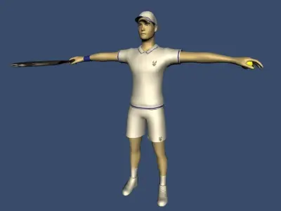 4 Animated Tennis Players Low-poly 3D model